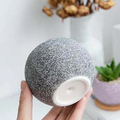 Black textured ceramic planter