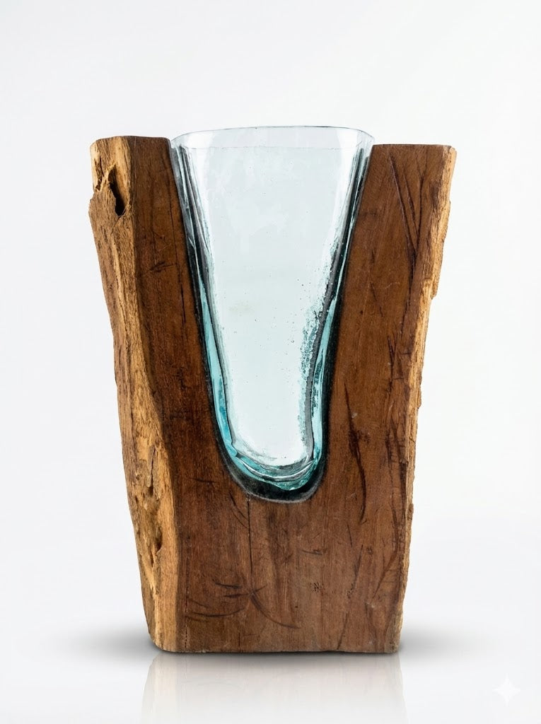 Molten Glass on teak Driftwood(Forestwall)