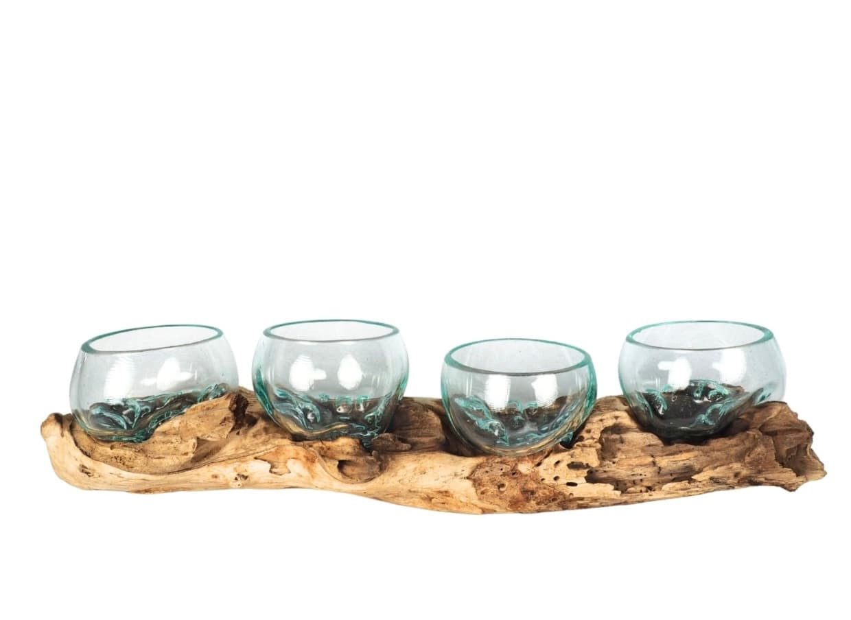 Four Molten Glass on Driftwood base aurelia model
