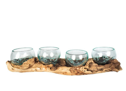 Four Molten Glass on Driftwood base aurelia model