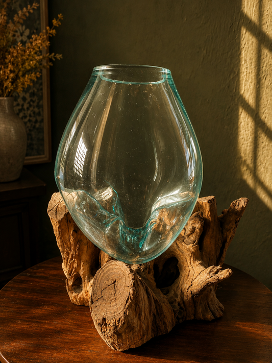 Molten Glass on teak Driftwood-wavecrest large