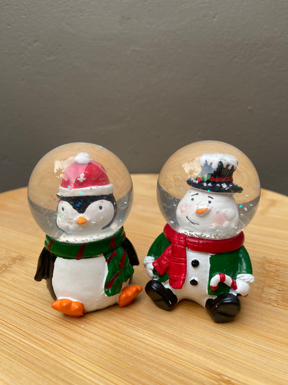 Penguin and Snowman Snow Globe Combo - Perfect Christmas Decor & Gifting Set