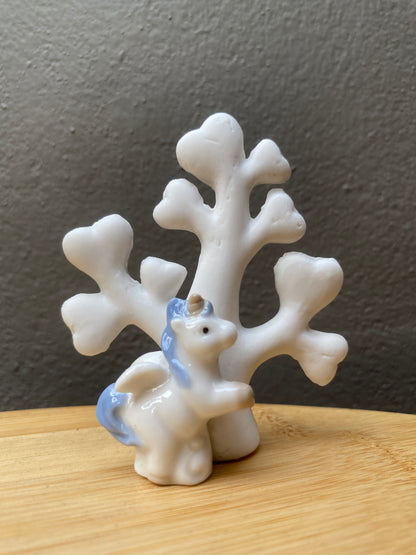 Charming Ceramic Unicorn Figurine with Tree Design