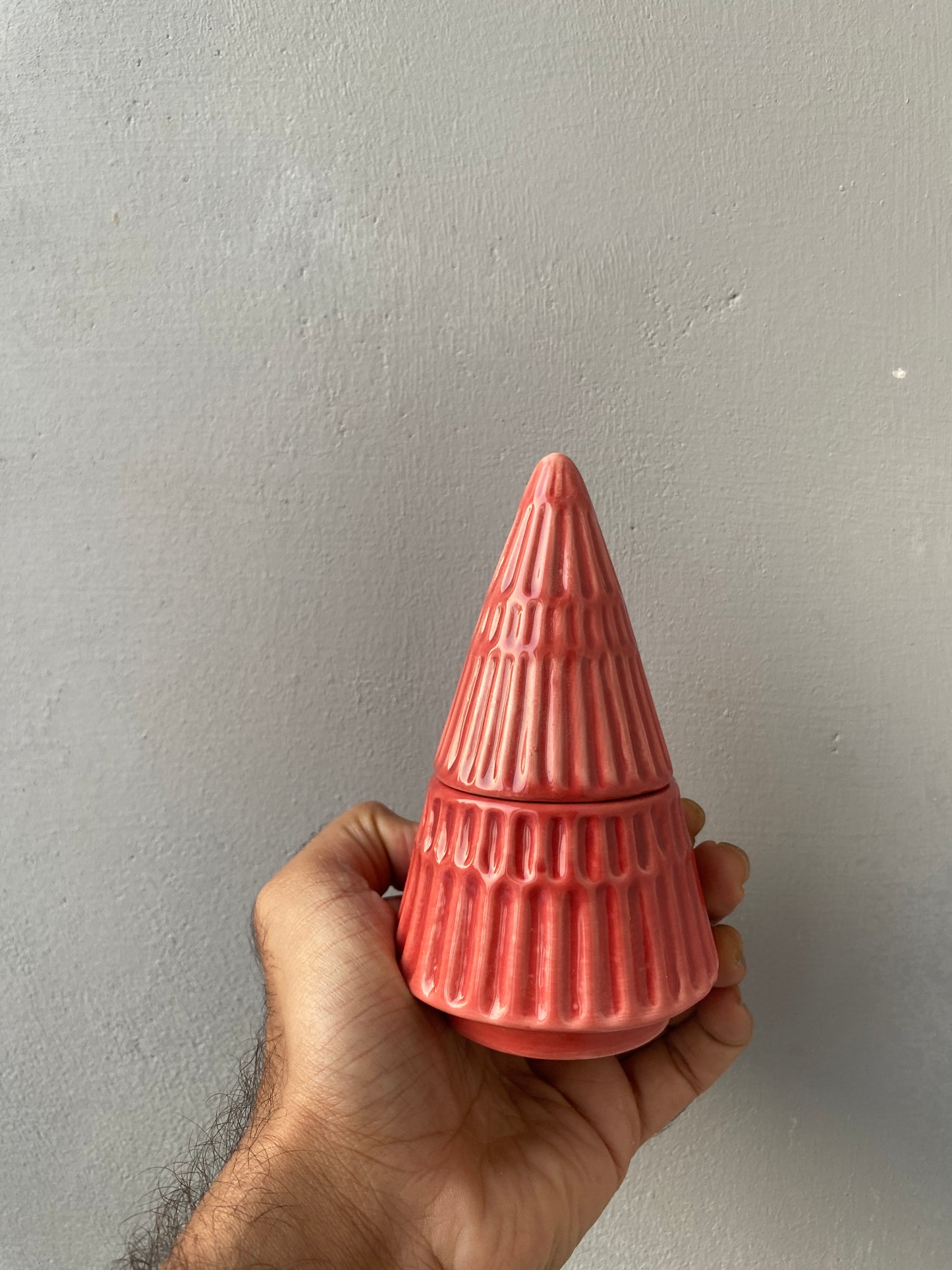 Ceramic Red Two-Piece Tree Showpiece – 11cm Height, Premium Holiday Decoration for Home Décor, Gifting & Tabletop Display