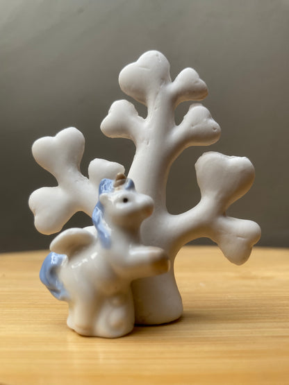 Charming Ceramic Unicorn Figurine with Tree Design