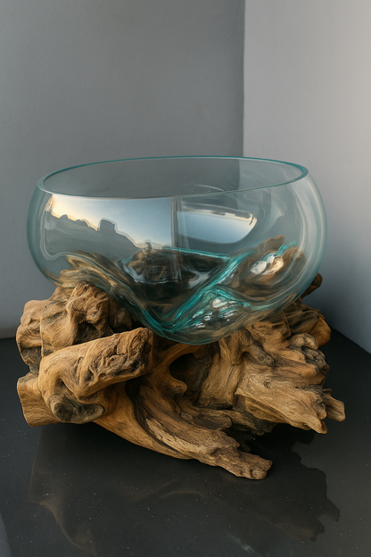Molten Glass on teak Driftwood-Oceanbowl
