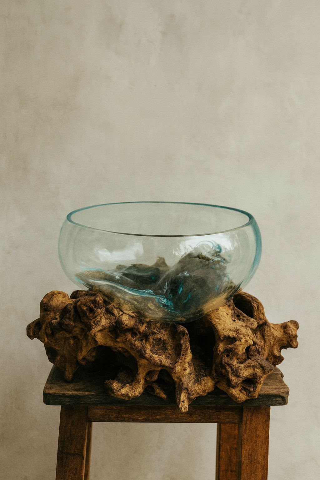 Molten Glass on polished teak Driftwood(medium)