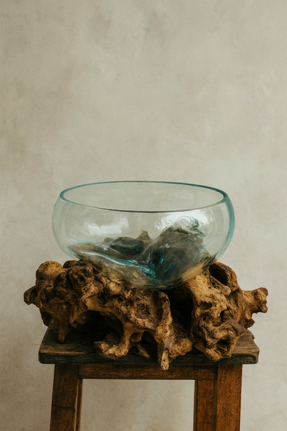 Molten Glass on polished teak Driftwood(medium)