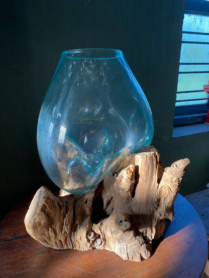 Molten Glass on teak Driftwood-wavecrest large