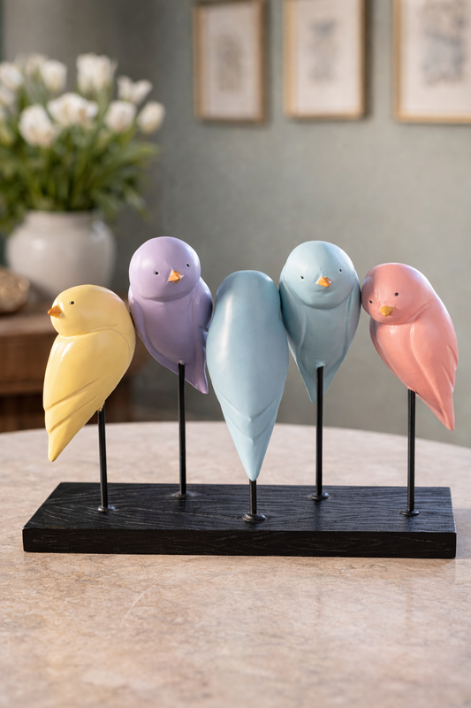 Wooden Bird Showpiece Modern Minimalist Home Decor Tabletop Decorative Figurin Pastel Sculpture Accent