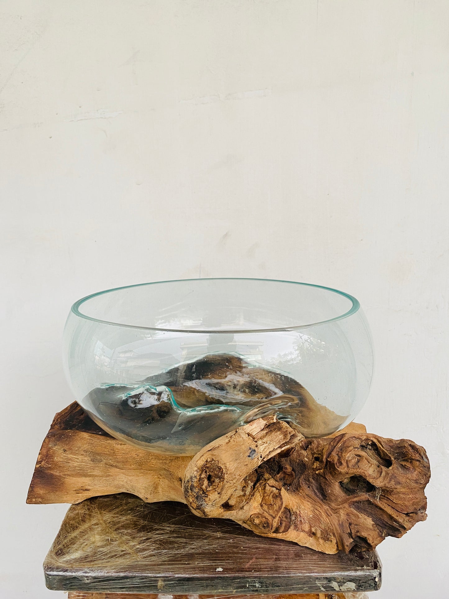 Molten Glass on polished teak Driftwood-Oceanbowl(medium)