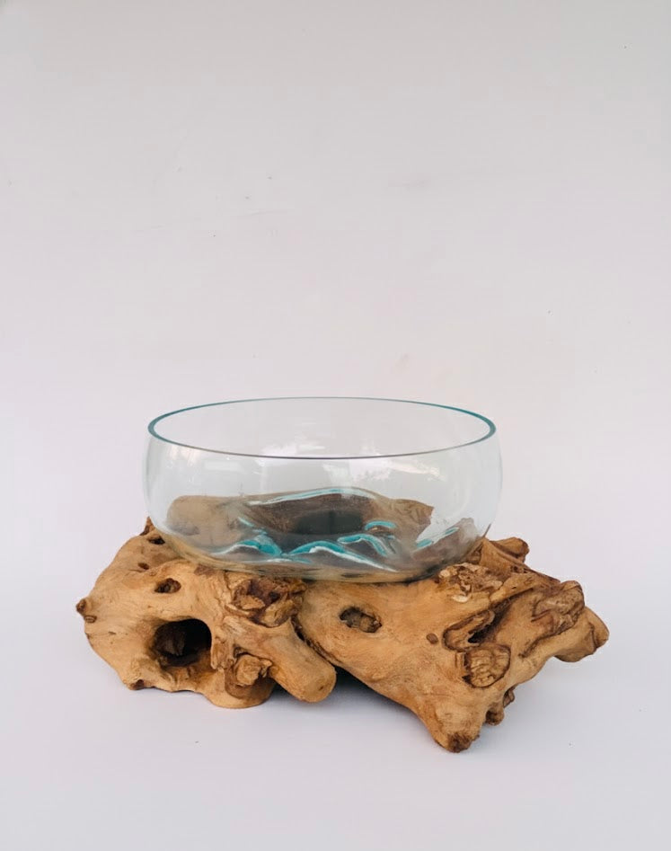 Molten Glass on teak Driftwood-Oceanbowl(large)