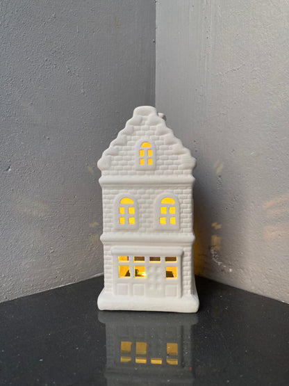 Amsterdam canal house themed Ceramic Tealight Candle White Christmas Home Decor Imported from netherlands