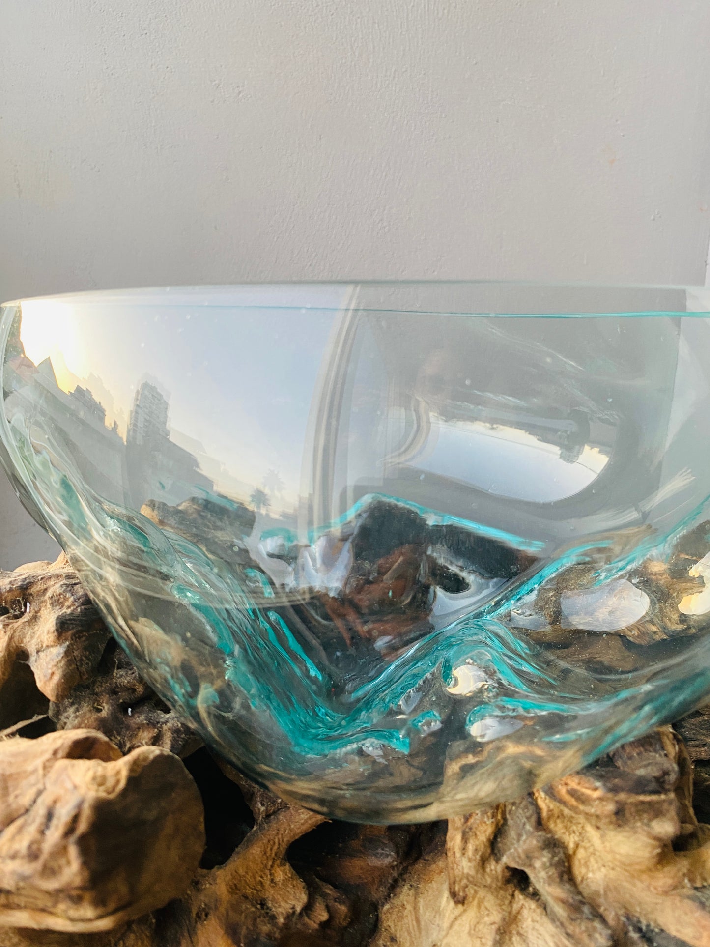 Molten Glass on teak Driftwood-Oceanbowl(medium)