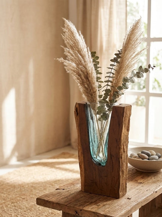 Molten Glass on teak Driftwood(Forestwall)