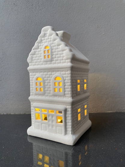 Amsterdam canal house themed Ceramic Tealight Candle White Christmas Home Decor Imported from netherlands