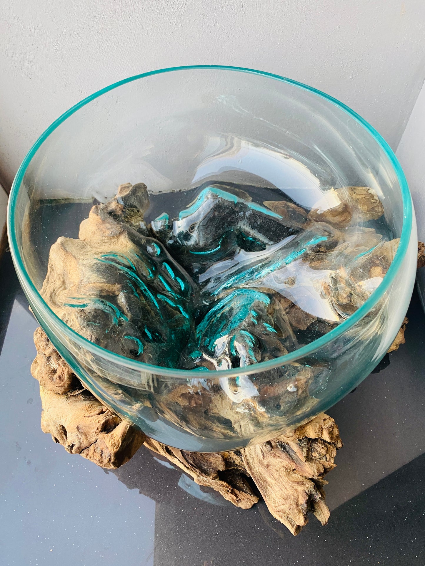 Molten Glass on teak Driftwood-Oceanbowl(medium)