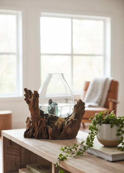 Molten Glass on teak Driftwood-Wavecrest (Pre-order)