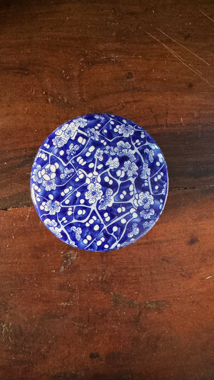 Imported Blue & White Porcelain Tea Canister with Lid | Decorative Ceramic Storage Jar | Chinoiserie Kitchen & Home Decor