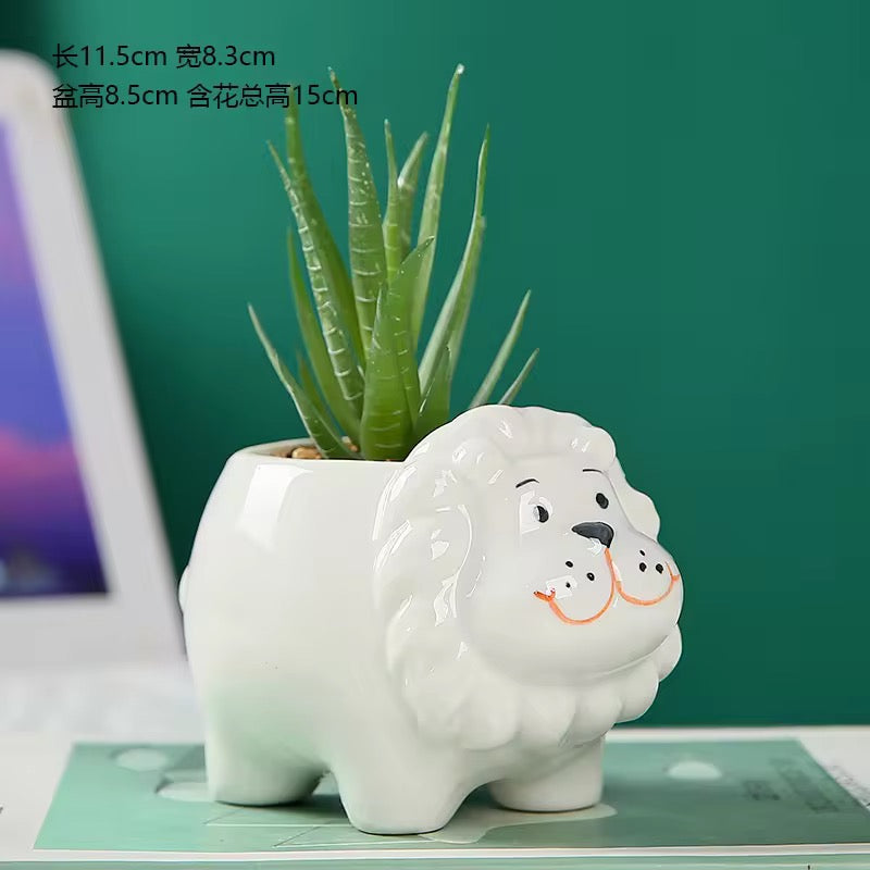 Dog ceramic planter