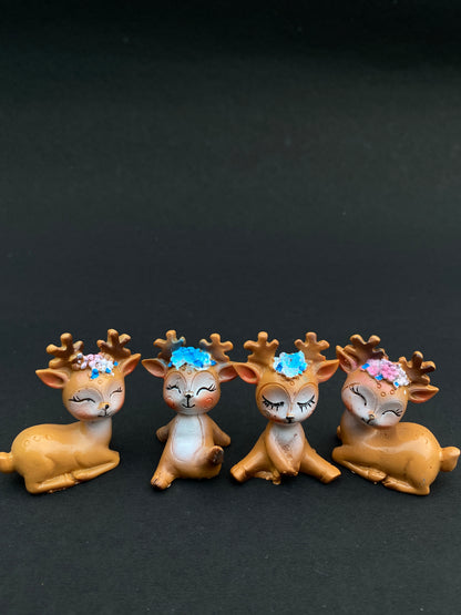 Set of 4 deer buddha polystone miniatures