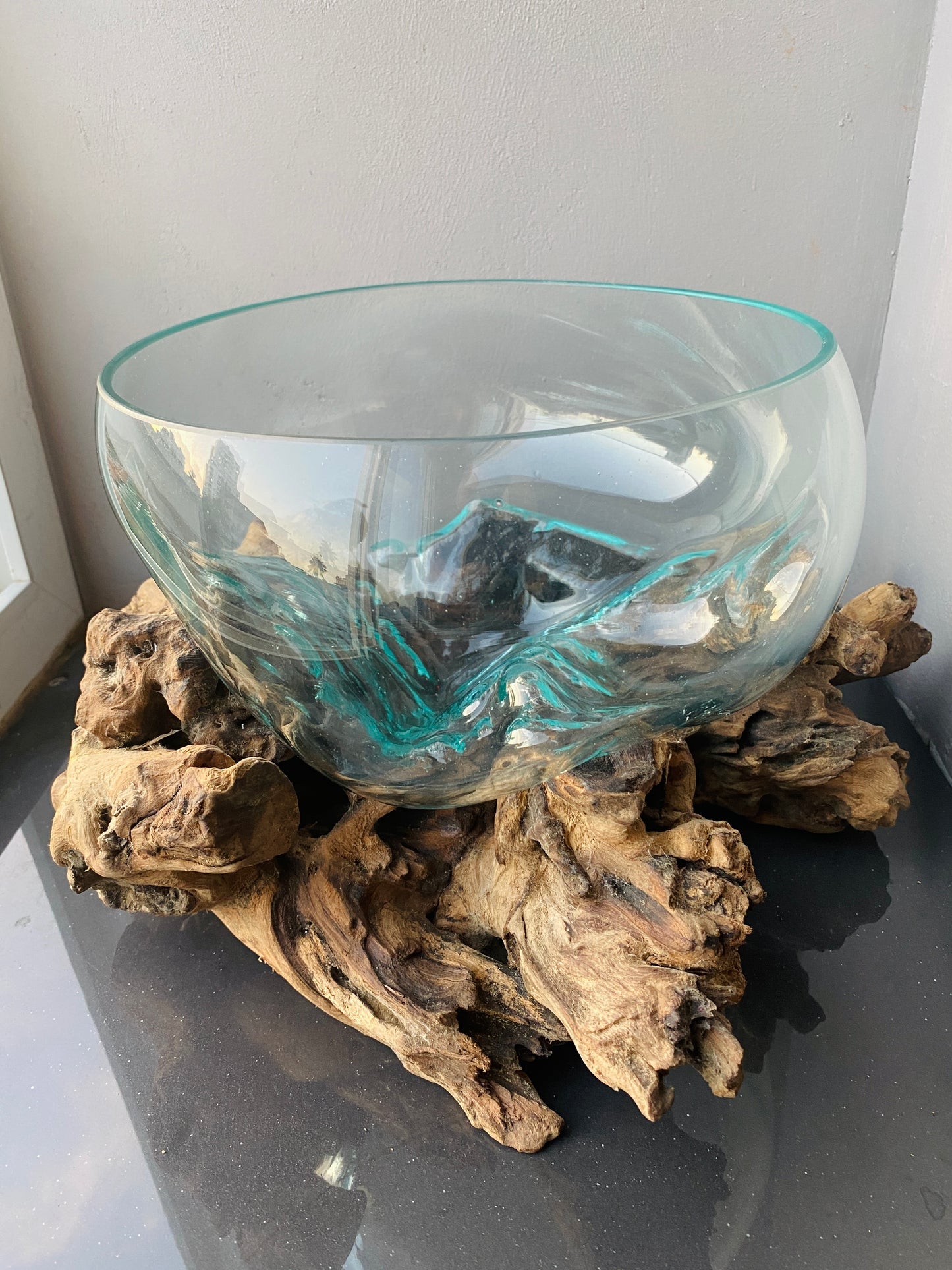 Molten Glass on teak Driftwood-Oceanbowl(medium)