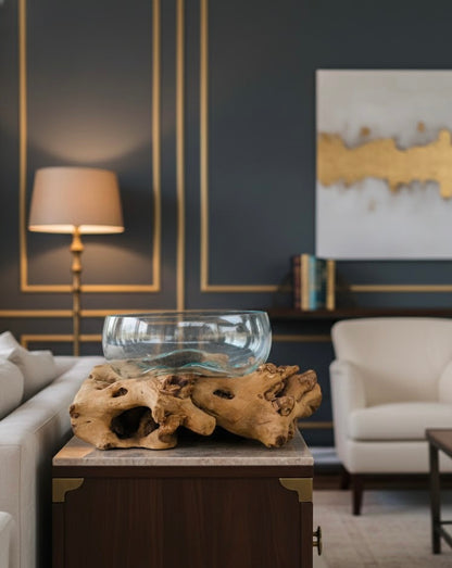 Molten Glass on teak Driftwood-Oceanbowl(large)