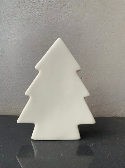 White Ceramic Christmas Themed Tree Miniature showpiece Figurine Festive Tabletop Decor Holiday Home Decoration Gift