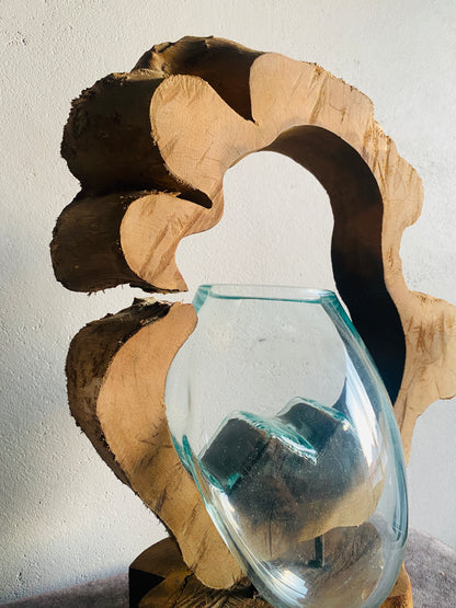 Molten Glass on polished teak Driftwood-Archflow