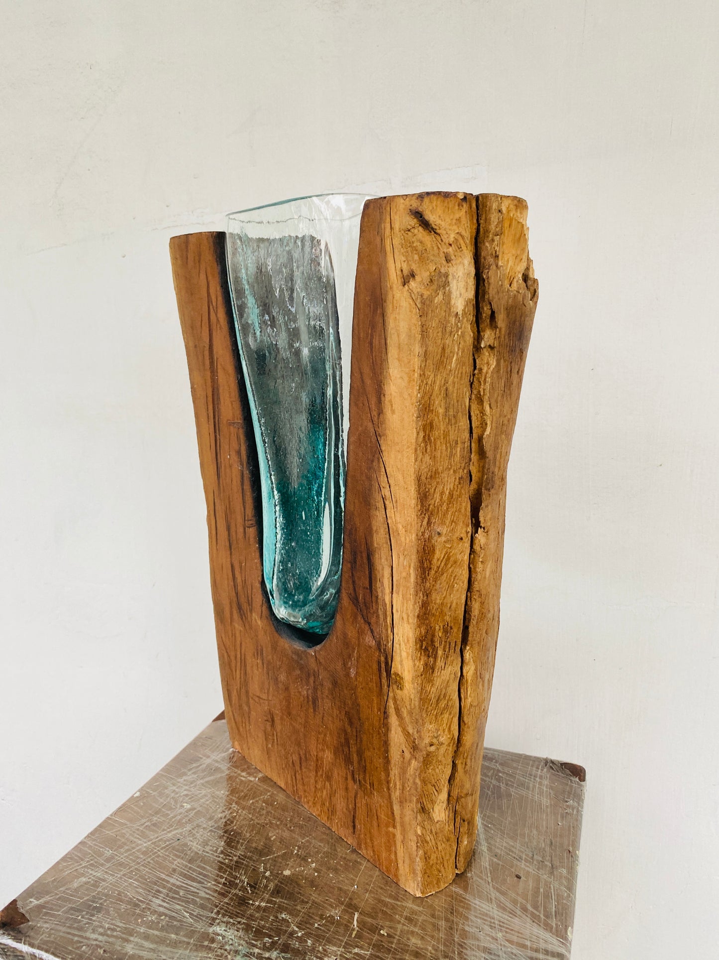 Molten Glass on teak Driftwood(Forestwall)