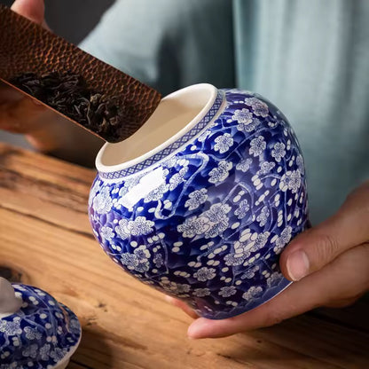 Blue&white Chinese Porcelain Tea kitchen floral Jars With Lids –  Ceramic Tea Storage Canisters Airtight Container for Loose Tea, Sugar, Herbs