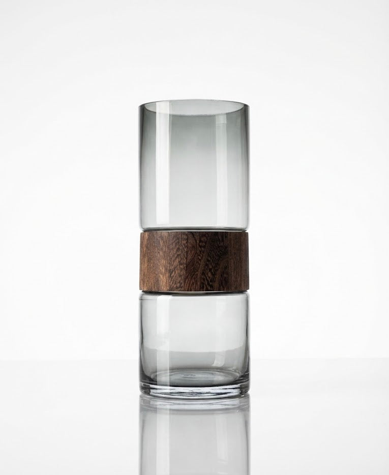 Premium Imported Designer black wood Glass Vase showpiece– Limited Edition