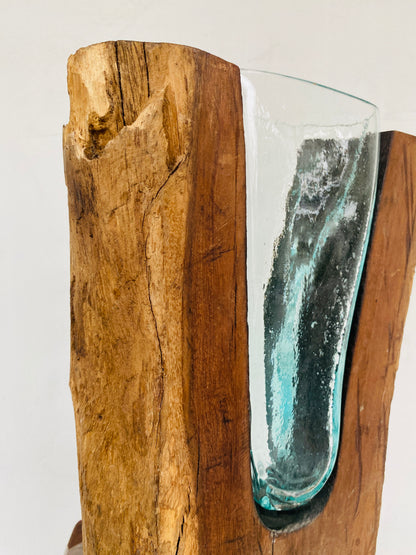 Molten Glass on teak Driftwood(Forestwall)