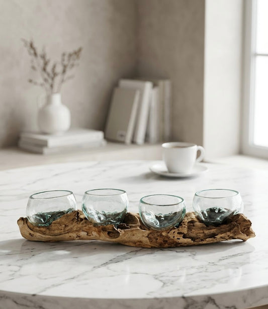 Four Molten Glass on Driftwood base aurelia model