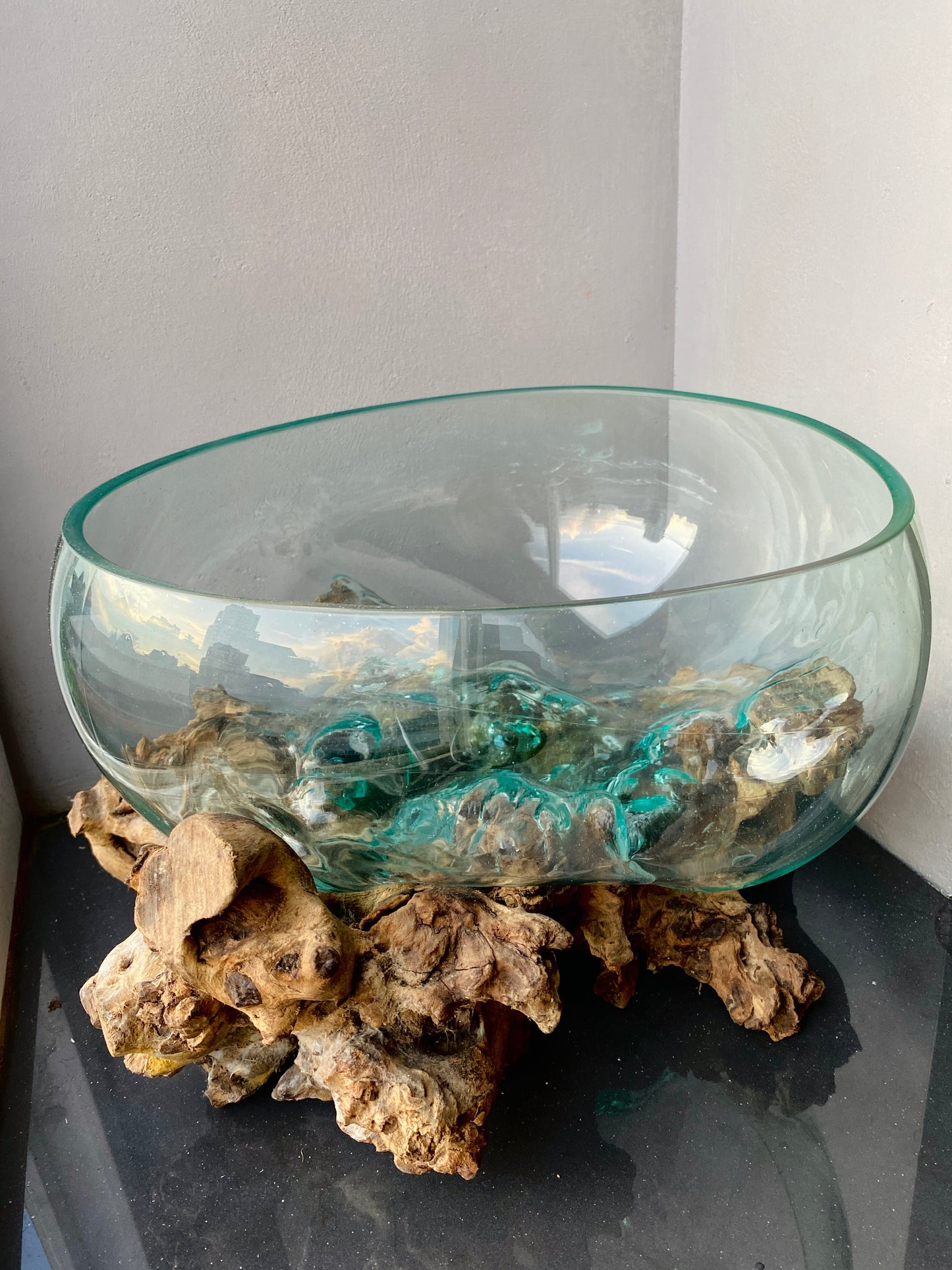 Molten Glass on polished teak Driftwood-Oceanbowl(xlarge)