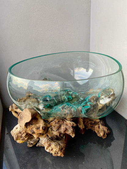 Molten Glass on polished teak Driftwood-Oceanbowl(xlarge)