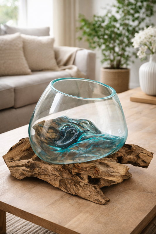 Molten Glass on teak Driftwood-wavecrest large