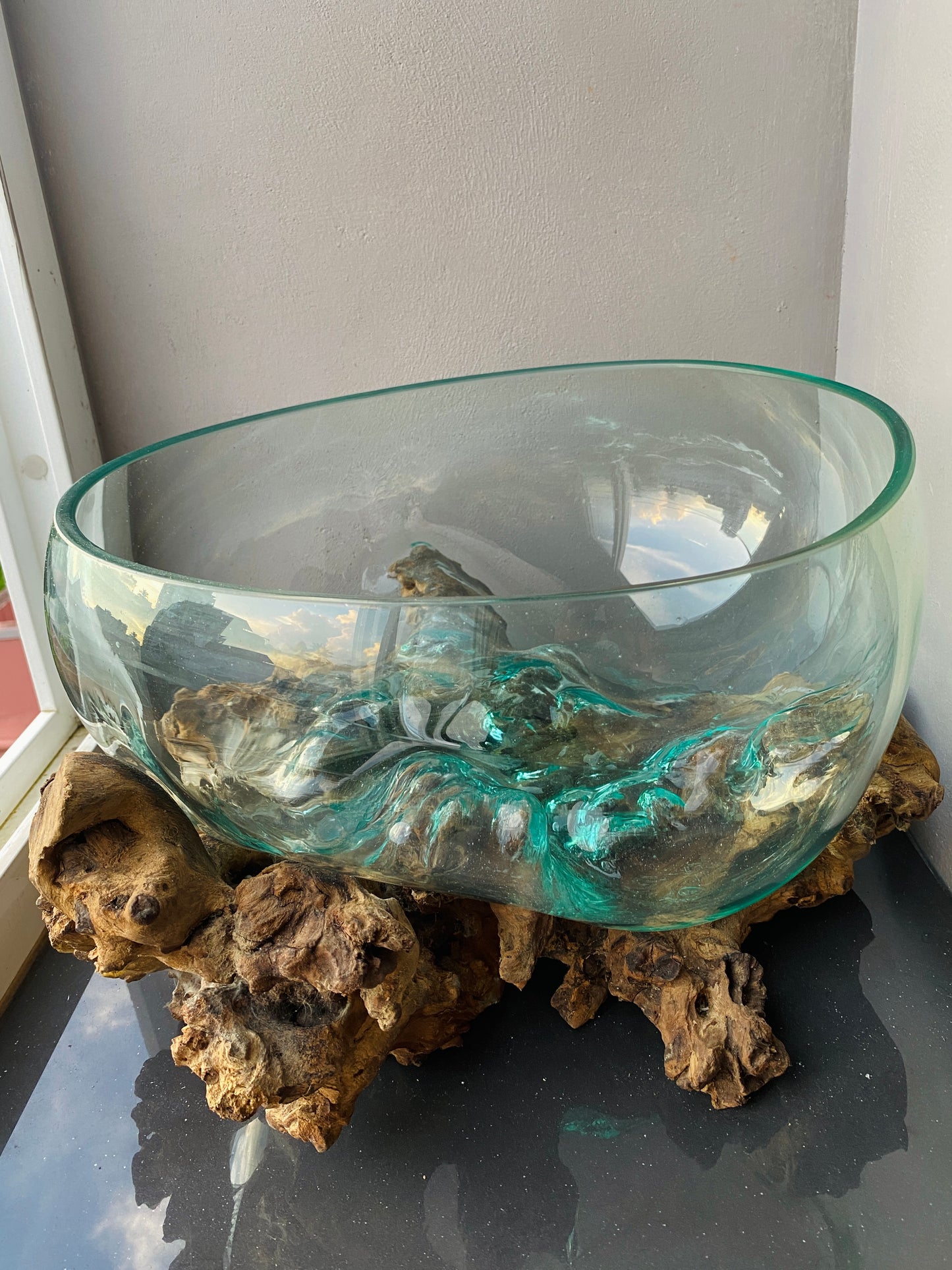 Molten Glass on polished teak Driftwood-Oceanbowl(xlarge)
