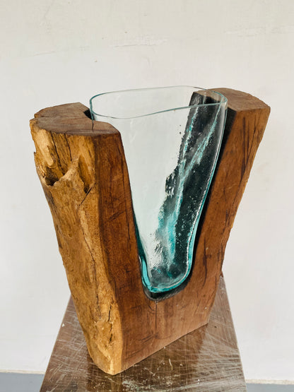 Molten Glass on teak Driftwood(Forestwall)