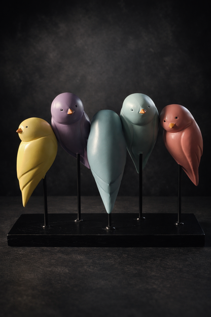 Wooden Bird Showpiece Modern Minimalist Home Decor Tabletop Decorative Figurin Pastel Sculpture Accent