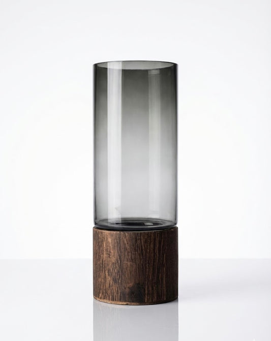 Premium Imported Designer black wood Glass Vase showpiece 02– Limited Edition