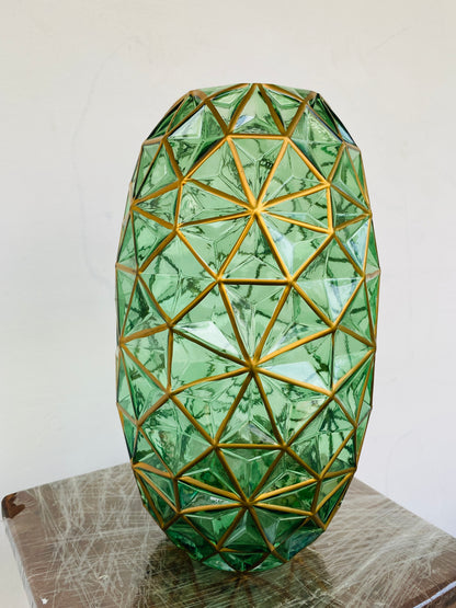 Premium Imported Designer Green Glass Vase showpiece– Limited Edition