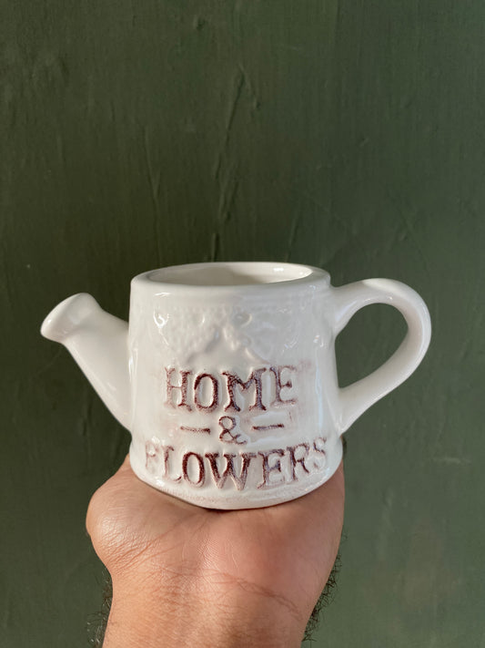 Home&flowers watering can themed ceramic planter