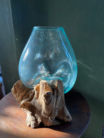 Molten Glass on teak Driftwood-wavecrest large