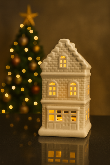 Amsterdam canal house themed Ceramic Tealight Candle White Christmas Home Decor Imported from netherlands