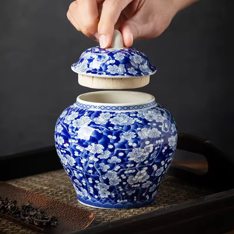 Blue&white Chinese Porcelain Tea kitchen floral Jars With Lids –  Ceramic Tea Storage Canisters Airtight Container for Loose Tea, Sugar, Herbs
