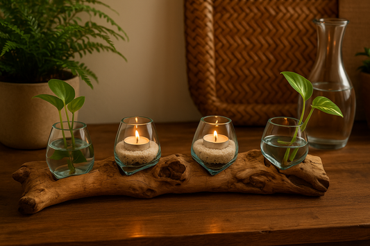 Four Molten Glass on Driftwood base(Pre-order)