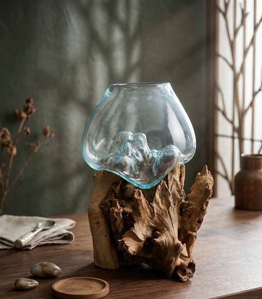Wavecrest xl size Molten Glass on teak Driftwood