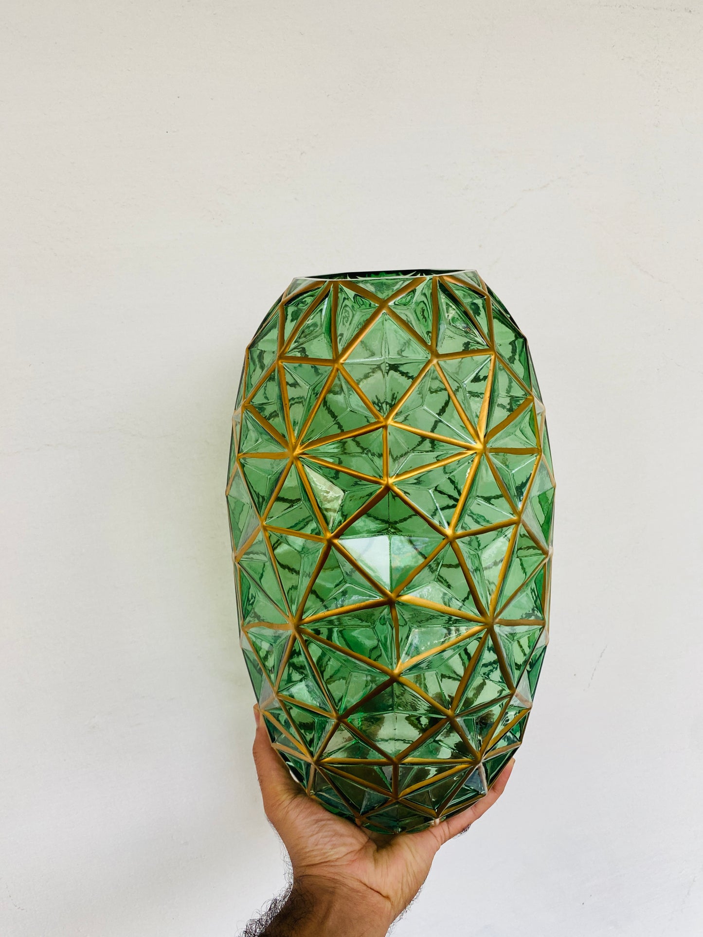 Premium Imported Designer Green Glass Vase showpiece– Limited Edition