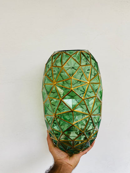 Premium Imported Designer Green Glass Vase showpiece– Limited Edition